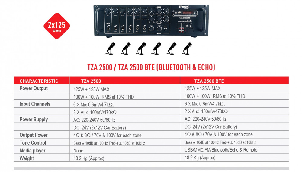 إمبليفاير قناتين 250 واط ماكس بلوتوث - MAX
