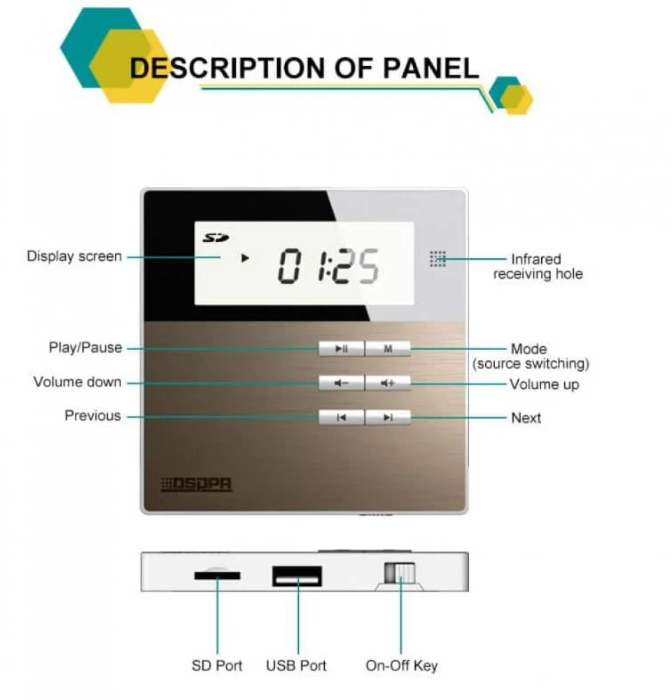 سماعتين 6.5 انش سقفية مع جهاز تحكم جداري